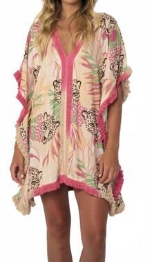 NEW Z&L EUROPE nairobi tunic cover up in beige/ pink